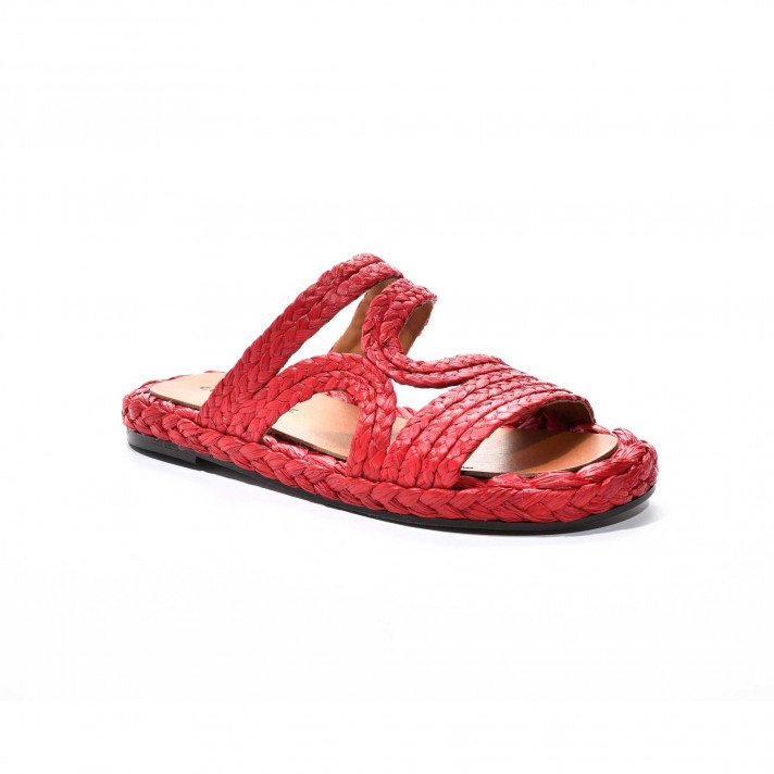 Aura mule raphia rouge Robert Clergerie