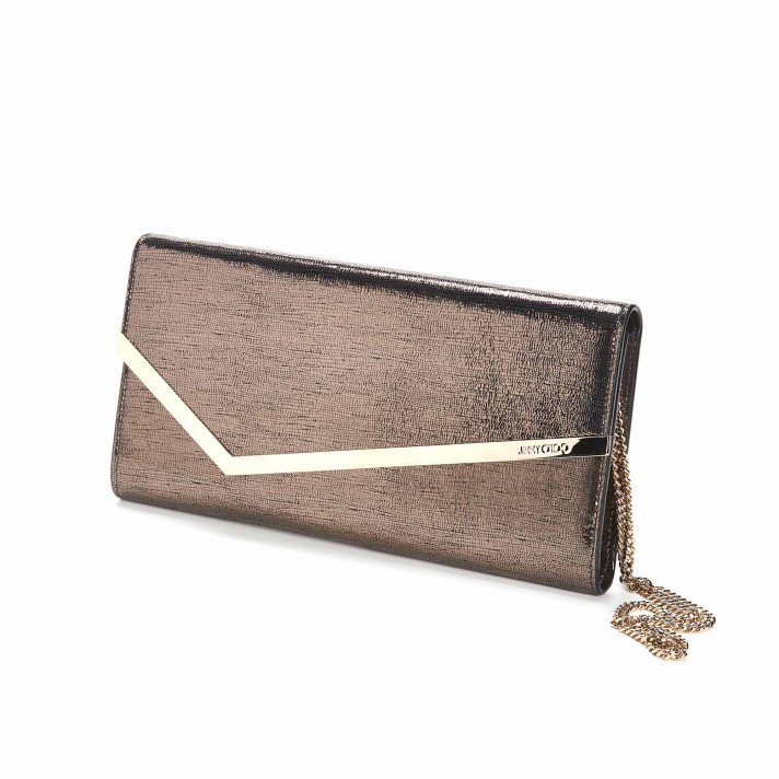 Erika pochette lizard metallic print anthracite Jimmy Choo