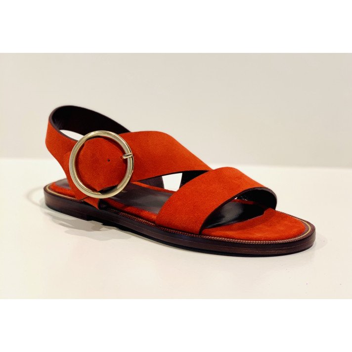 TRAVERS SANDALES PLATES BOUCLE ROUGE AVRIL GAU