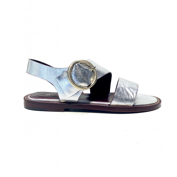 TRAVERS SANDALES PLATES ARGENT AVRIL GAU