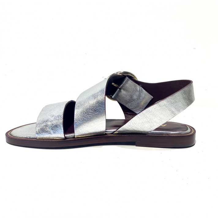 TRAVERS SANDALES PLATES ARGENT AVRIL GAU