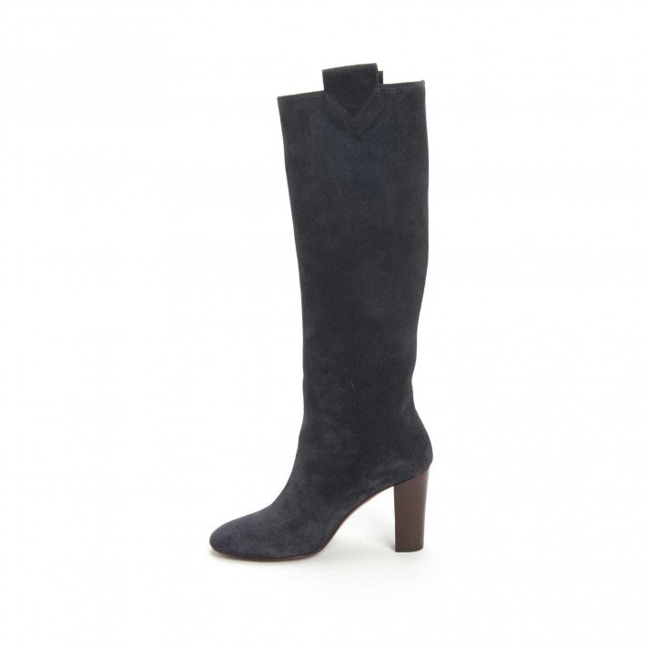 CHIMIE BOTTES TALON  VEAU VELOURS NUIT AVRIL GAU