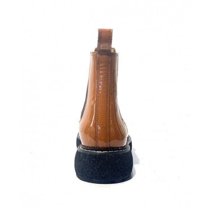POLLY BOOTS COMPENSEES VERNIS CARAMEL FLAMINGOS