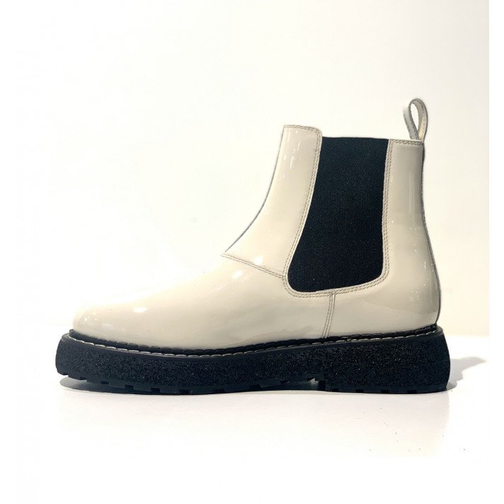 POLLY BOOTS COMPENSEES VERNIS BLANC FLAMINGOS