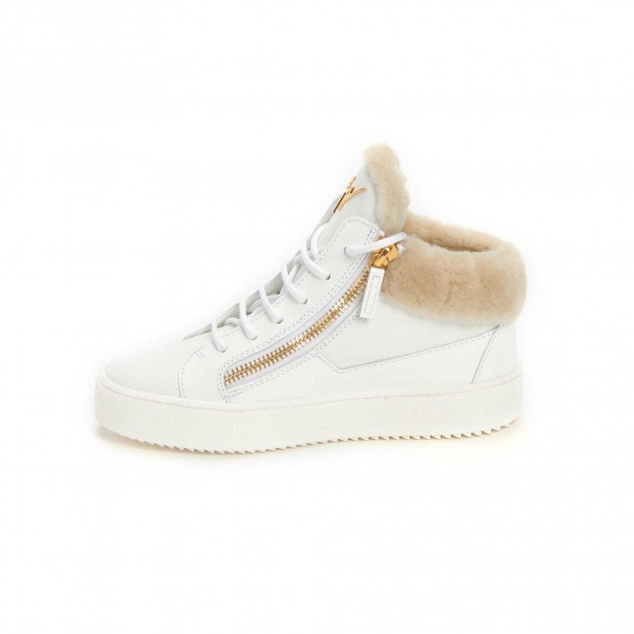 BASKETS KRISS BLANCHES FOURREES GIUSEPPE ZANOTTI