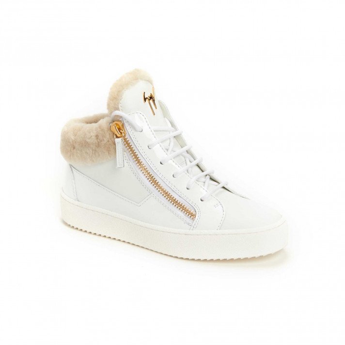 BASKETS KRISS BLANCHES FOURREES GIUSEPPE ZANOTTI
