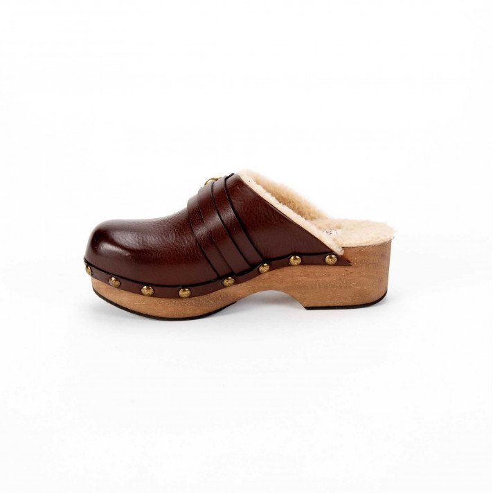 SR4033 SABOTS FOURRES MOUTON MARRON SARTORE