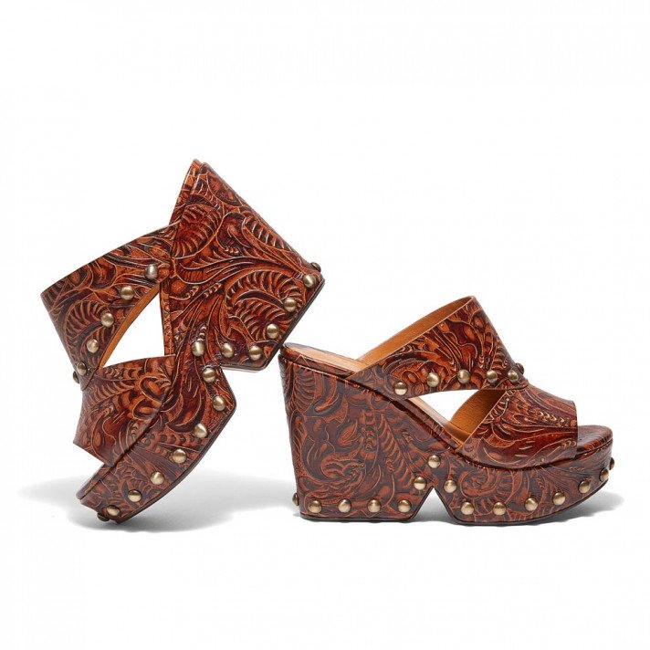 DAEL MULES PLATFORM BOIS GOLD CLERGERIE