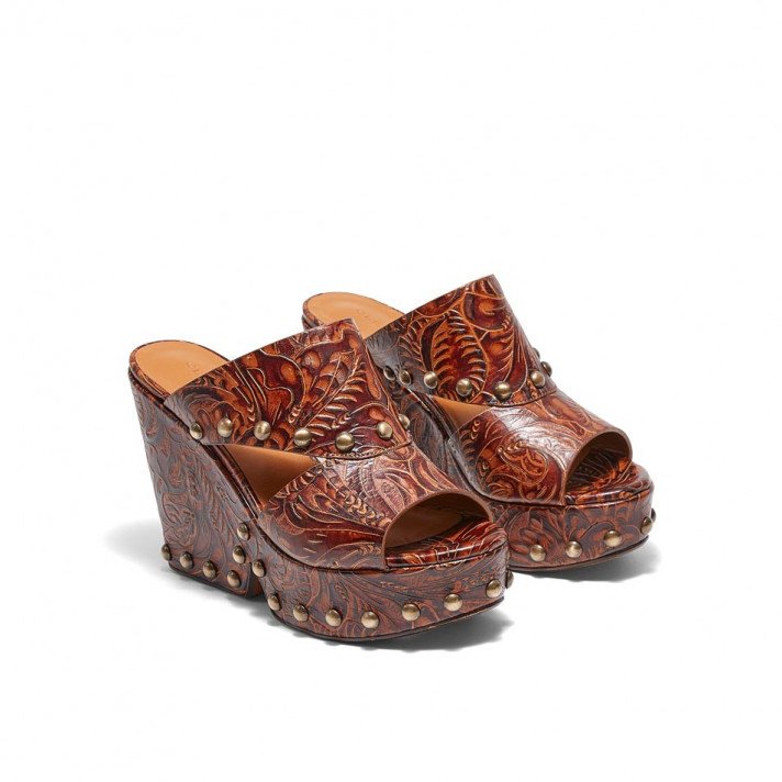 DAEL MULES PLATFORM BOIS GOLD CLERGERIE