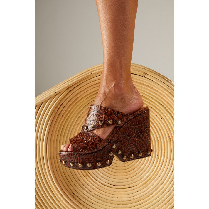 DAEL MULES PLATFORM BOIS GOLD CLERGERIE