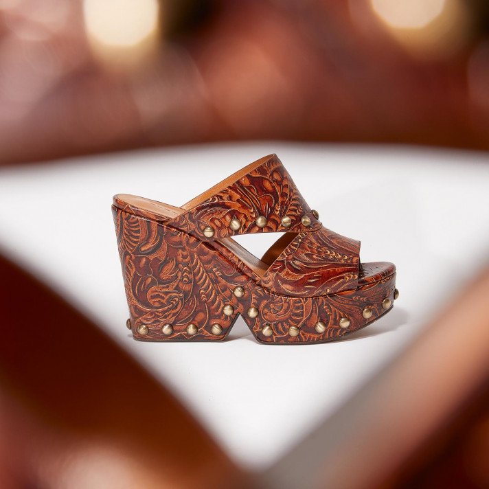 DAEL MULES PLATFORM BOIS GOLD CLERGERIE