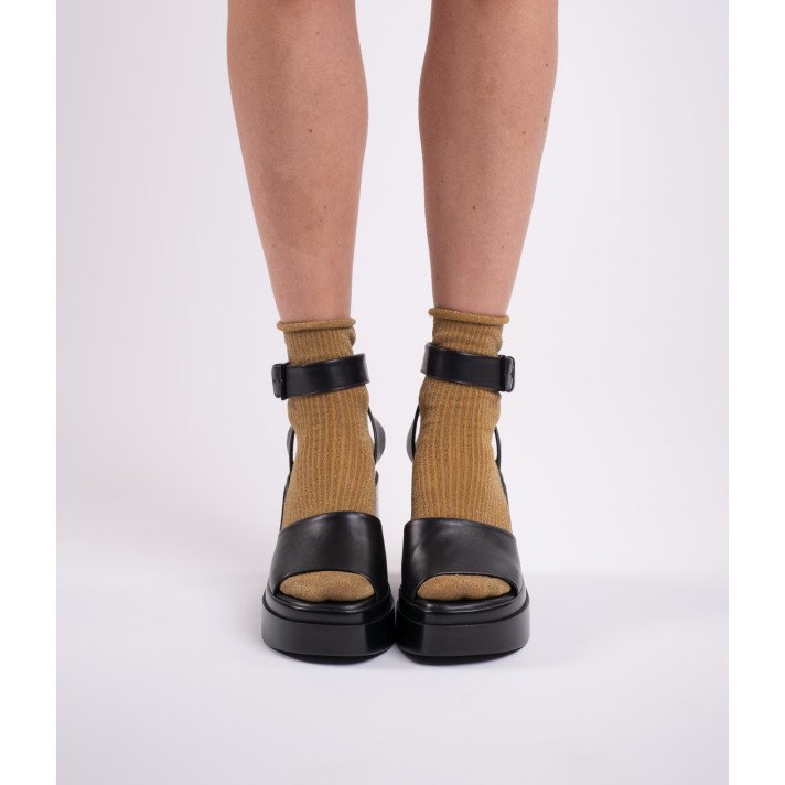 NOE SANDALES COMPENSEES NOIRES CLERGERIE