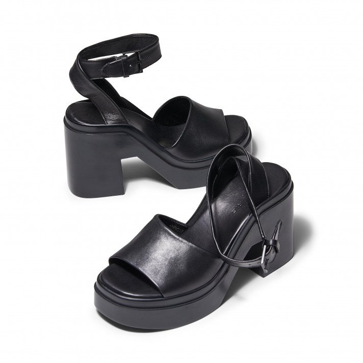 NOE SANDALES COMPENSEES NOIRES CLERGERIE