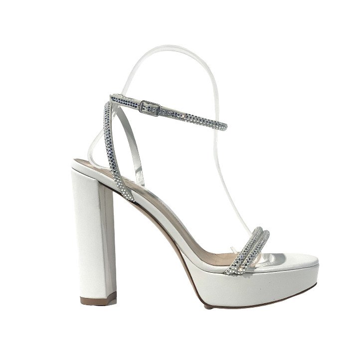 G32161 SANDALES PLATEAU BLANC STRASS GIANVITO ROSSI