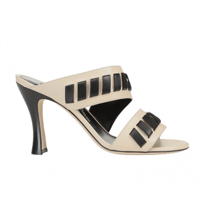 sr TIERDUP MULES HAUTES NOIR/BEIGE SERGIO ROSSI