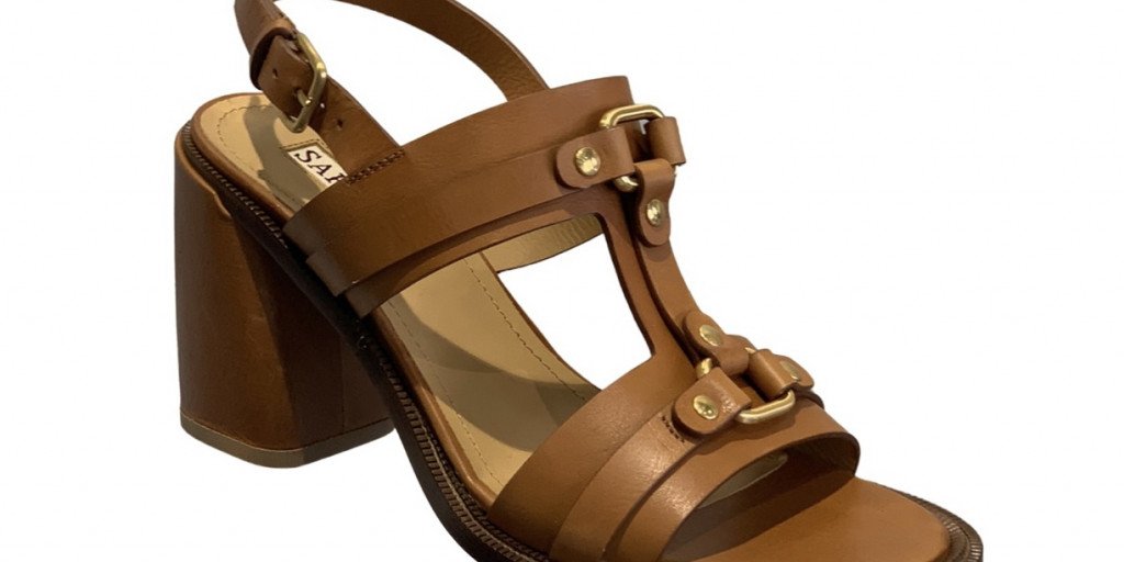 Sandales Sartore En Cuir Bronze, Taille 39 (US 7.5), Talons - Occasion Bon état