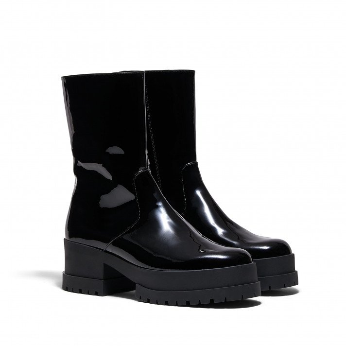 WILMERV MI BOTTES NOIRES VERNIS CLERGERIE