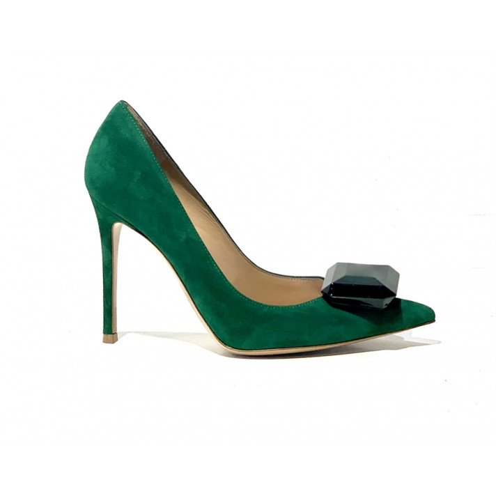 JAIPUR PUMP VELOURS VERTE 10.5 GIANVITO ROSSI