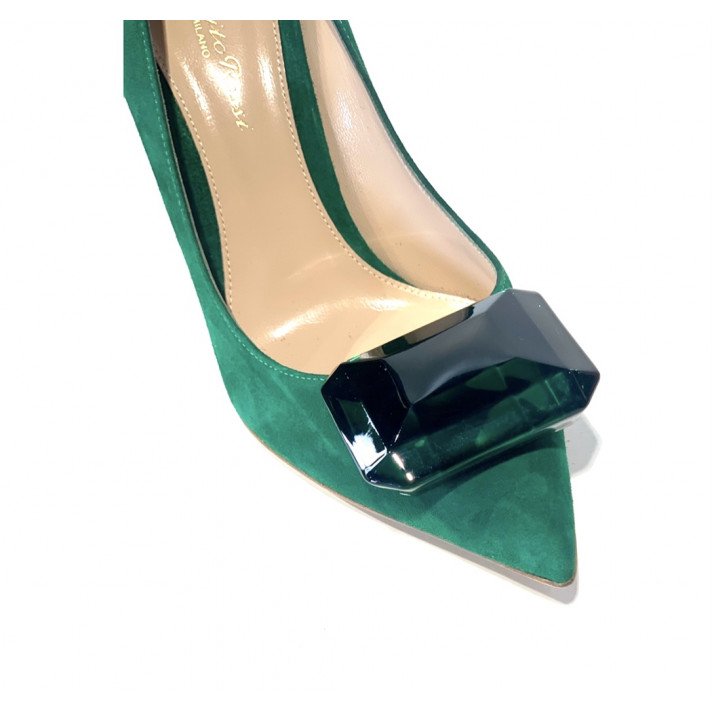JAIPUR PUMP VELOURS VERTE 10.5 GIANVITO ROSSI