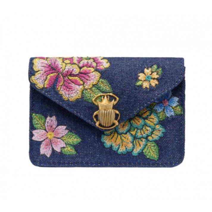 PORTE CARTES ALEX/SCARABEE DORE DENIM CLARIS VIROT