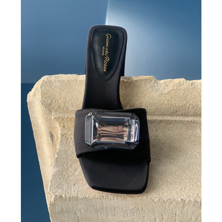 JAIPUR MULES SATIN NOIRES GIANVITO ROSSI