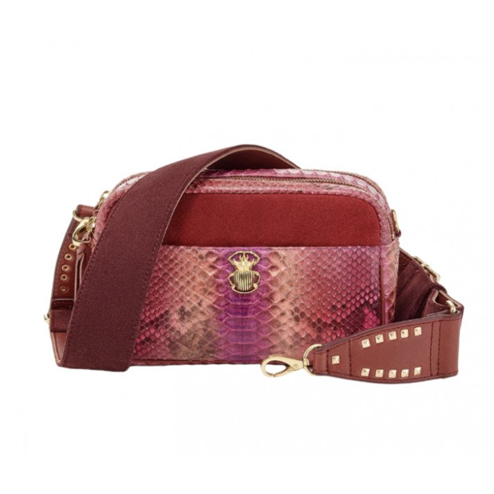 SAC LILY BORDEAUX /ROSE PYTHON CLARIS VIROT