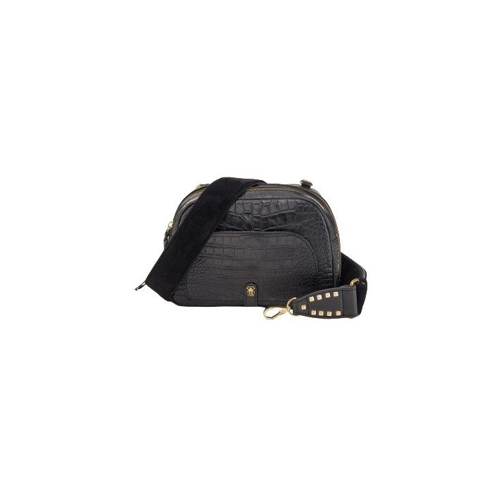 SAC CLARA NOIR CUIR EMBOSSE CROCO CLARIS VIROT