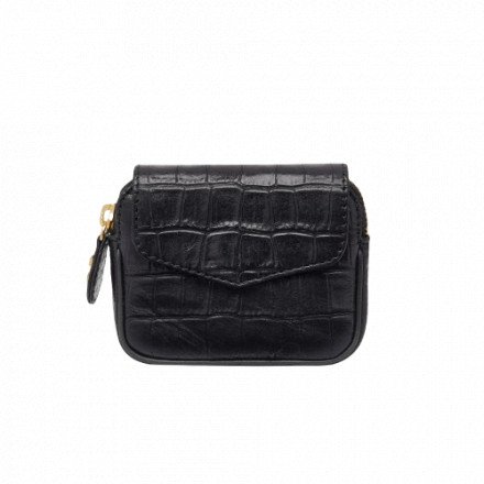 KARL PORTE MONNAIE EMBOSSE CROCO NOIR CLARIS VIROT