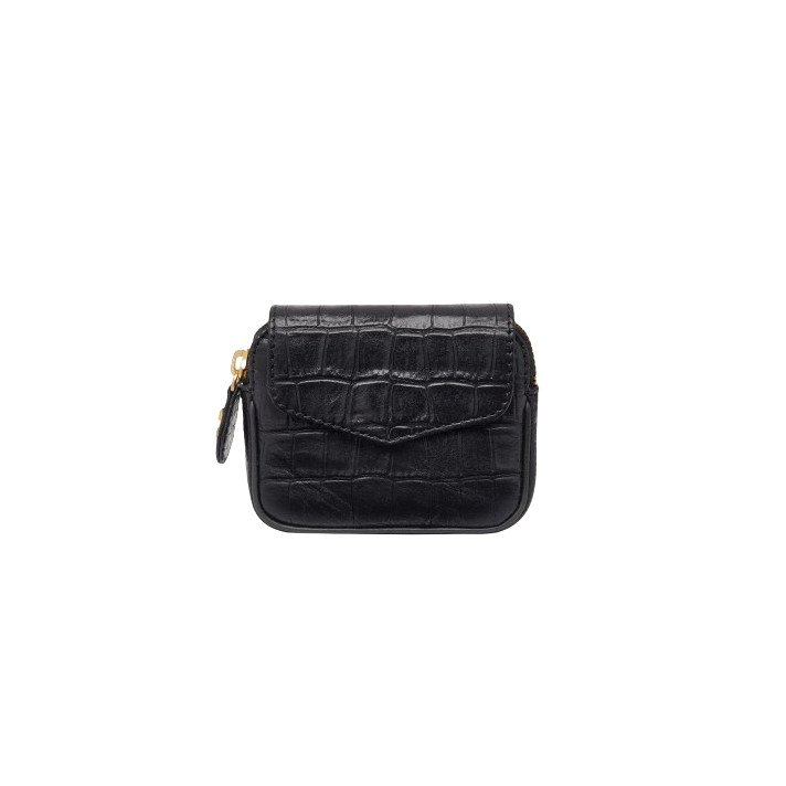 KARL PORTE MONNAIE EMBOSSE CROCO NOIR CLARIS VIROT