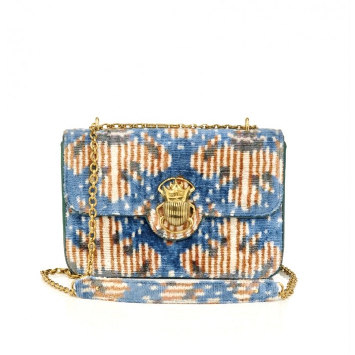 SAC BIG AVA VELOURS DE SOIE BLEU FLOCON CLARIS VIROT