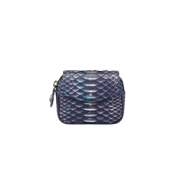 KARL PORTE MONNAIE PYTHON BLEU ACIER CLARIS VIROT