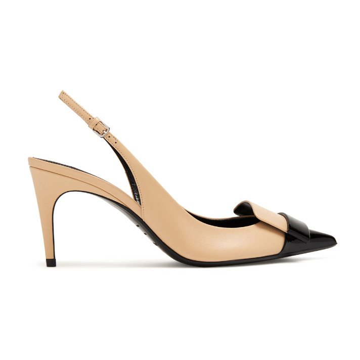 B07620 SR1 SLINGBACKS BEIGE VERNIS NOIR SERGIO ROSSI