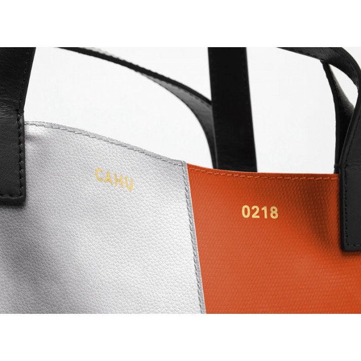 LE PRATIQUE CUIR SMALL ORANGE/SILVER CAHU