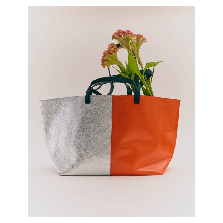 LE PRATIQUE CUIR SMALL ORANGE/SILVER CAHU