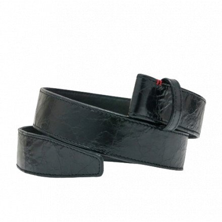 CEINTURE CUIR NOIR VERNIS VINTAGE CLARIS VIROT
