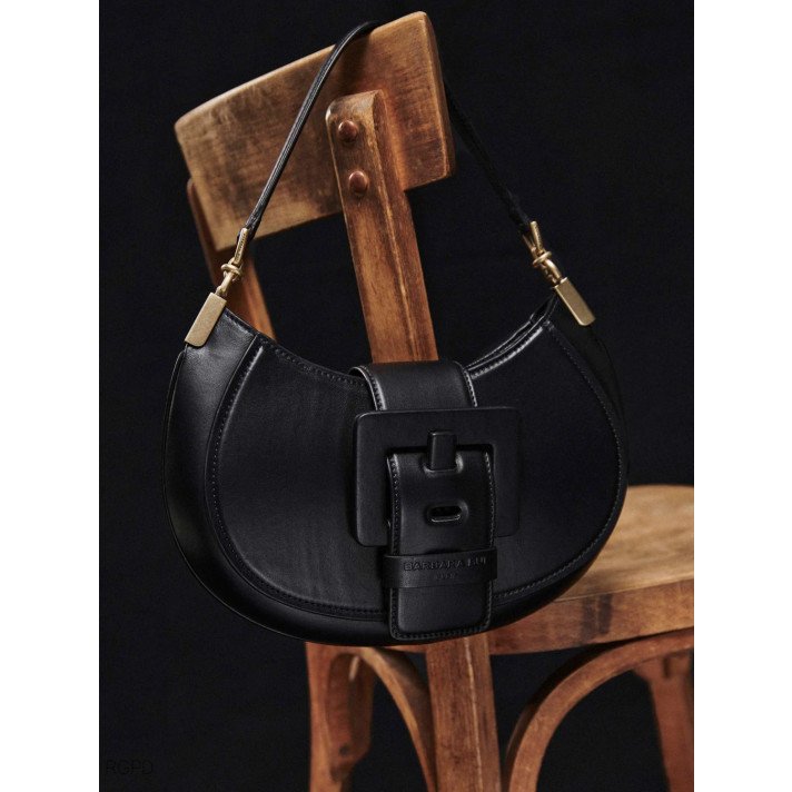 SAC KISS ME OVALE CUIR NOIR MAT BARBARA BUI