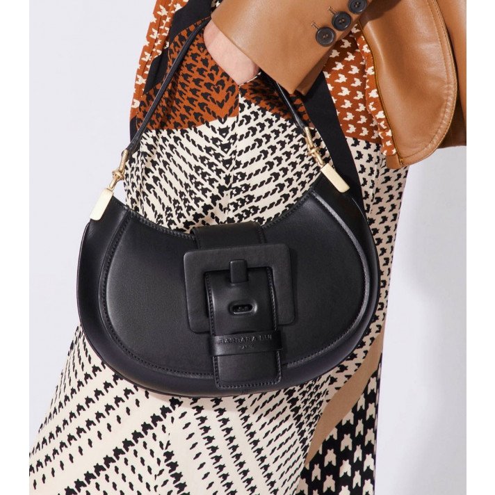 SAC KISS ME OVALE CUIR NOIR MAT BARBARA BUI