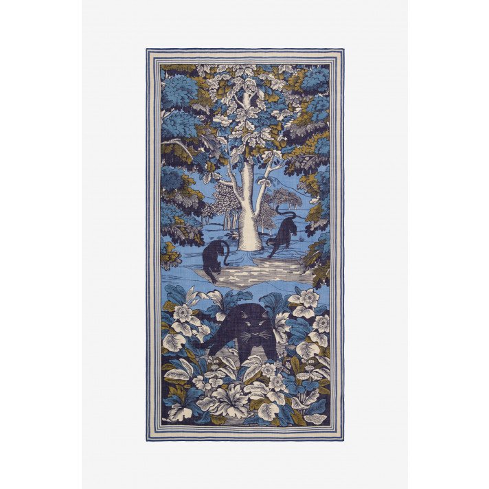 ECHARPE PANTHERE 90 BLEU INOUI EDITIONS