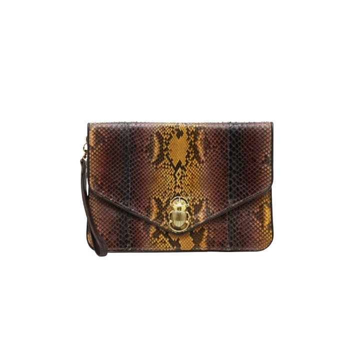 POCHETTE PYTHON ALICIA OEIL DE TIGRE CLARIS VIROT