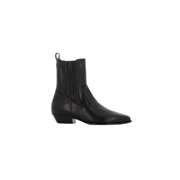 ABBEY BOOTS CUIR NOIR SOCQUE