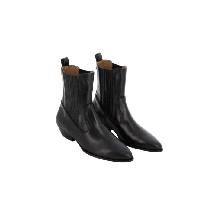 ABBEY BOOTS CUIR NOIR SOCQUE