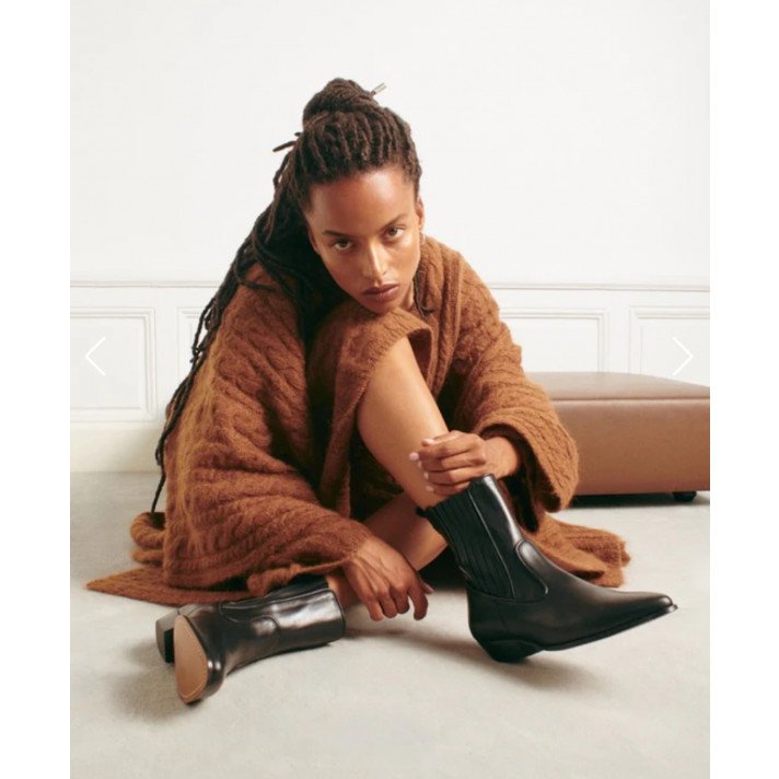 ABBEY BOOTS CUIR NOIR SOCQUE