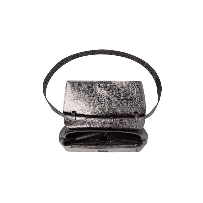 IKON CLUTCH CROCO CUIR GRIS KAAÏ