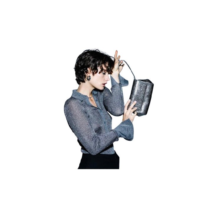 IKON CLUTCH CROCO CUIR GRIS KAAÏ