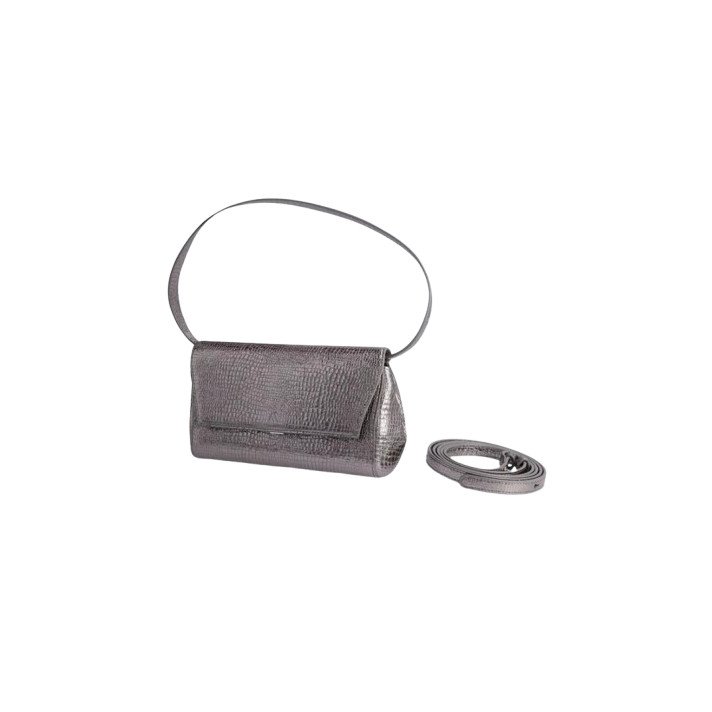 IKON CLUTCH CROCO CUIR GRIS KAAÏ