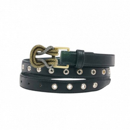 BABY CEINTURE NAPPA NOIR ARG OEILLET CLARIS VIROT