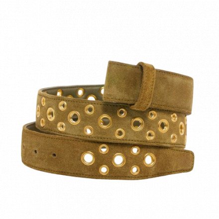CEINTURE OLIVE OEILLET OR CLARIS VIROT