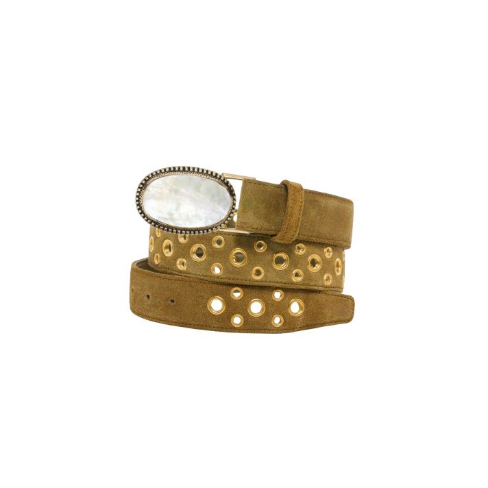 CEINTURE OLIVE OEILLET OR CLARIS VIROT