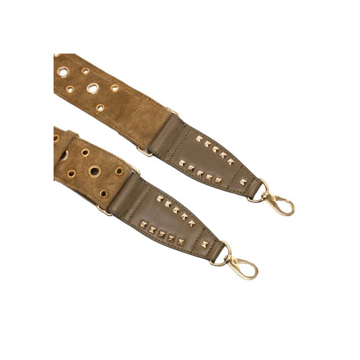 BANDOULIERE DAIN OLIVE OILLET OR CLARIS VIROT