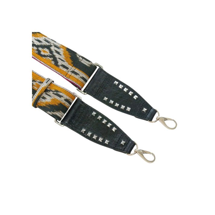 BANDOULIERE TISSUS ENDEK NOIR ARGENT CLARIS VIROT